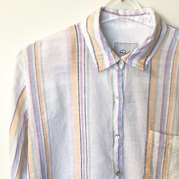 Rails Long Sleeve Linen Blend Charli Shirt - Merida Stripe - S - Picture 3 of 9
